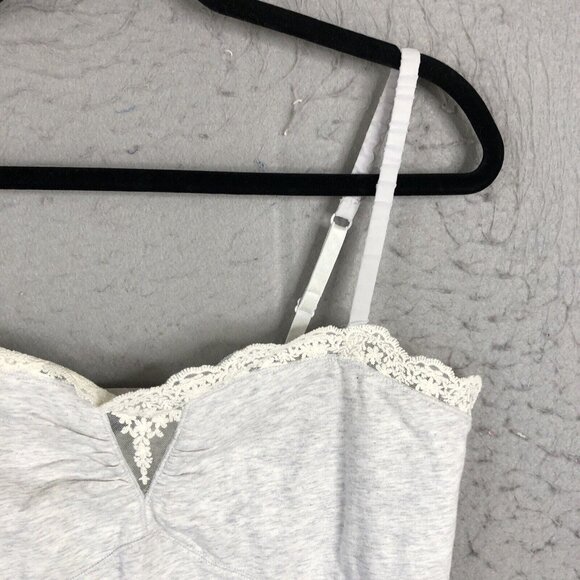 Y2K American Eagle Outfitter Cami Top Womens XL Gray Heather Babydoll Lace Trim - Picture 8 of 16